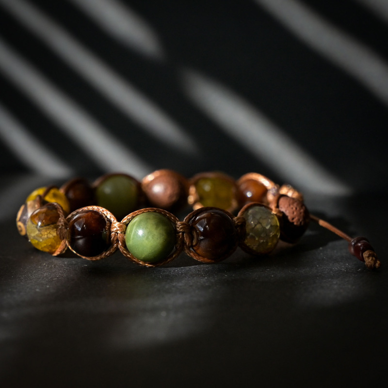 Náramok Triskelion: Dračí Achát, Zelený Jaspis & Láva (10mm) 5