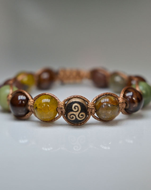 Náramok Triskelion: Dračí Achát, Zelený Jaspis & Láva (10mm) 1