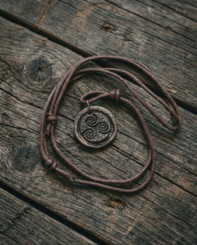 Keramický prívesok Triskelion na šnúrke